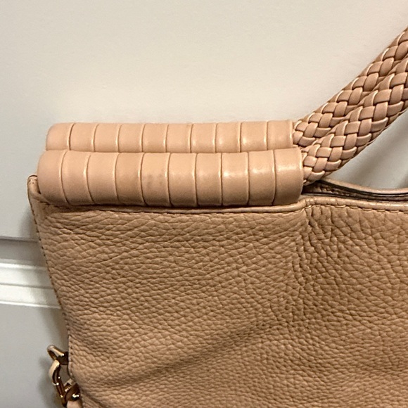 Tory Burch Beige Tan Pebbled Leather Tote/Crossbody with Braided Top Handle - Picture 7 of 13